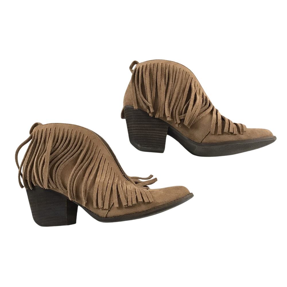 Brown Boots Coconuts by Matisse Anthropologie Lombard Fringe Ankle Suede 8M